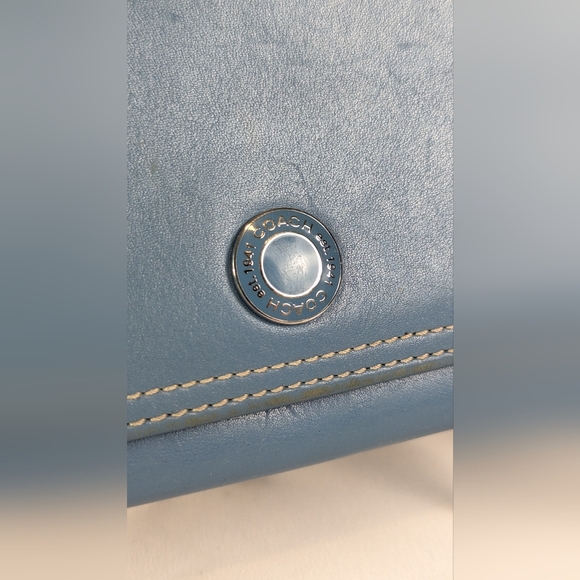 Coach Vintage Long Envelope Wallet Sky Blue Smooth Glove Tanned Leather Y2K - Picture 2 of 14